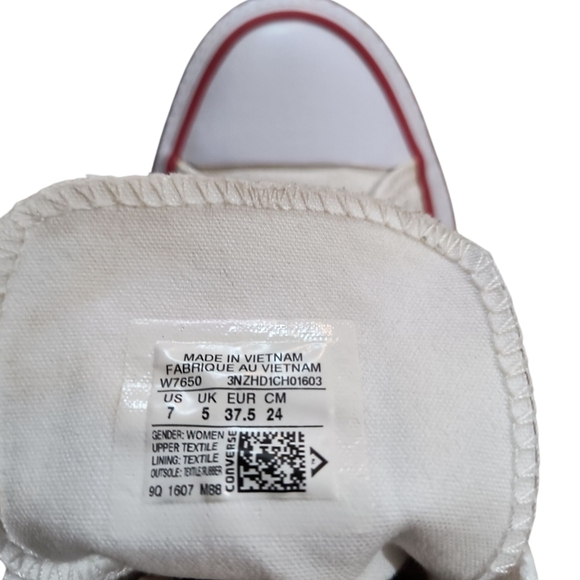 Converse All Star Off White Canvas High-Top Sneakers Size 7 - Picture 7 of 10